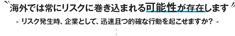 海外では常にリスクに巻き込まれる可能性が存在します